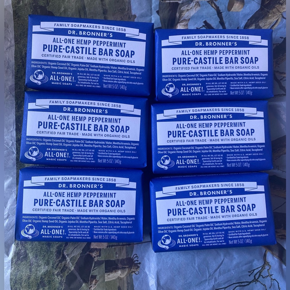 6 BARS 🧼 OF DR.BRONNER’S All-One Hemp Peppermint Pure-Castile Soap